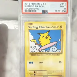 Pokemon TCG Surfing Pikachu Secret Rare Regular 111/108 Evolutions PSA 9 2016 - Image 1
