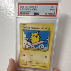 Pokemon TCG Surfing Pikachu Secret Rare Regular 111/108 Evolutions PSA 9 2016 - Image 3