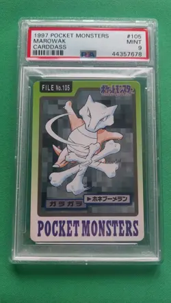 1997 Pocket Monsters #105 Marowak Carddass PSA 9 Pokemon - Image 1