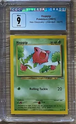 Hoppip Square Cut ERROR MISCUT 2001 Pokemon Neo Discovery CGC 9 TCA. Gaming - Image 1