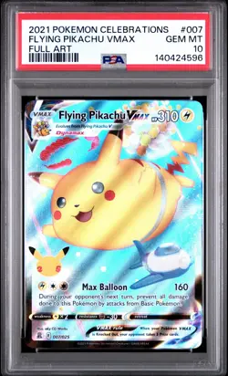 2021 POKEMON CELEBRATIONS #007 FULL ART/FLYING PIKACHU VMAX PSA 10 - Image 1
