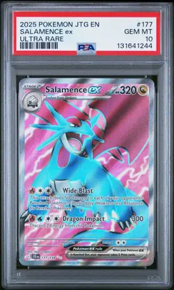 2025 POKEMON JTG EN-JOURNEY TOGETHER ULTRA RARE #177 SALAMENCE EX PSA 10 - Image 1