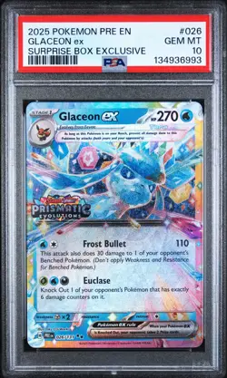 2025 POKEMON PRE EN-PRISMATIC EVOLUTIONS #026 GLACEON EX PSA 10 - Image 1