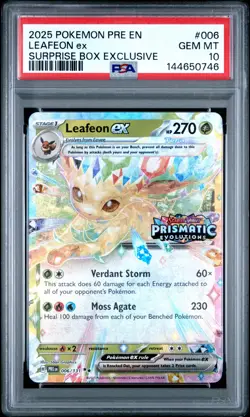 2025 POKEMON PRE EN-PRISMATIC EVOLUTIONS #006 LEAFEON EX PSA 10 - Image 1