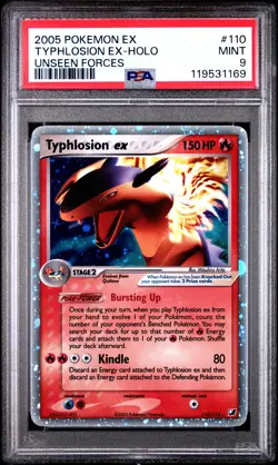 2005 POKEMON EX UNSEEN FORCES #110 TYPHLOSION EX-HOLO PSA 9 - Image 1