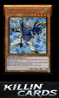 1st Edition Elemental HERO Stratos MAGO-EN004 YuGiOh Premium Gold Rare Maximum G - Image 1