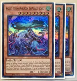 Yugioh! 3x Radiant Typhoon Varuroon, the Vibrant Vortex DOOD-EN016 Super Rare NM - Image 1