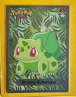 💥 Shiny BULBASAUR Pokemon Vintage Art CARD Metallic Foil Collectible Anime NM💥 - Image 1