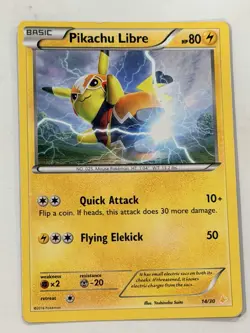 Pokemon Pikachu Libre Card 14/30 XY Trainer Kit Basic 80HP Thunder Regular 2016 - Image 1