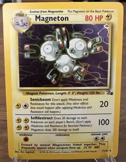 Magneton - 11/62 - Pokemon Fossil Unlimited Holo Rare Card WOTC - Image 1