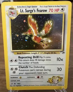 Lt. Surge's Fearow - 7/132 - Pokemon Gym Heroes Unlimited Holo Rare Card WOTC - Image 1