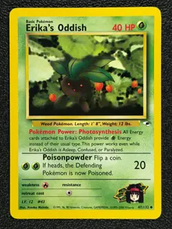 Erika's Oddish 47/132 Gym Heroes Series Uncommon Basic Pokemon Card 1999-2000 NM - Image 1