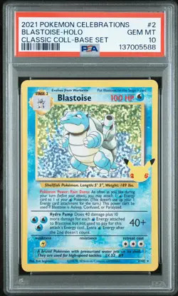 2021 POKEMON CELEBRATIONS CLASSIC COLL #2 BLASTOISE-HOLO PSA 10 - Image 1