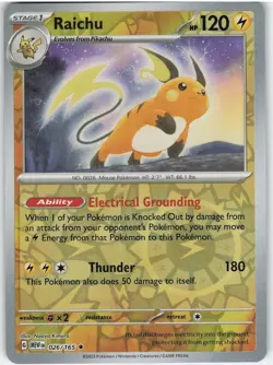 Pokemon TCG Raichu 026/165 Sv: Scarlet & Violet 151 Reverse Holofoil - Image 1