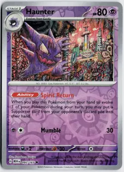 Pokemon TCG Haunter 093/165 SV Scarlet & Violet 151 Reverse Holo - Image 1