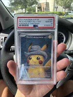 PSA 10 Pikachu Van Gogh Grey Felt Hat SVP 085 Pokemon Black Star Promo - Image 1