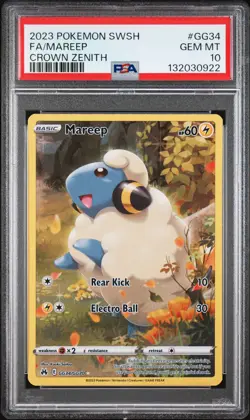 2023 POKEMON SWORD & SHIELD CROWN ZENITH #GG34 FULL ART/MAREEP PSA 10 - Image 1