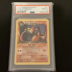 Pokemon Dark Charizard 1st Edition Non-Holo Rare 21/82 Team Rocket PSA 8 NM-MT - Image 1