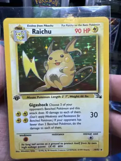 1999 Pokemon Raichu 14/62 Fossil Holo 1st Edition LP - Image 1