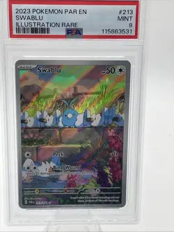 Pokemon Swablu Paradox Rift Illustration Rare #213 PSA 9 Mint - Image 1