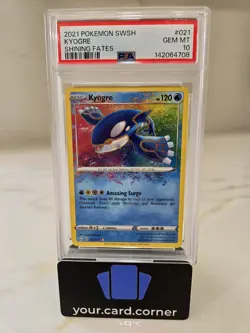 Pokemon Kyogre 2021 Sword & Shield: Shining Fates 021/072 PSA 10 Gem Mint - Image 1