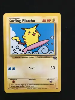 Surfing Pikachu Pokemon 28 Black Star Promo WOTC LP - Image 1