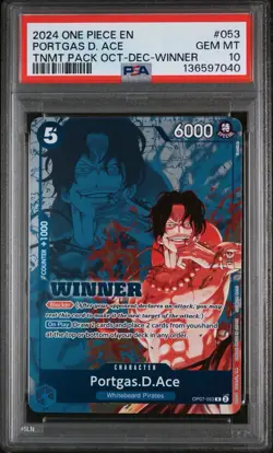 2024 ONE PIECE TOURNAMENT PACK OCTOBER-DECEMBER WINNER PORTGAS D ACE 053 PSA 10 - Image 1