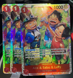 x3 Ace & Sabo & Luffy, OP13-007 One Piece TCG, Carrying On His Will - Image 1