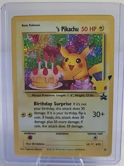 Pokemon TCG Holo Pikachu Card 24/53 Birthday Celebrations 25th Anniversary - Image 1