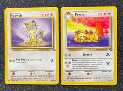 1x Meowth & Persian English Pokemon Card Lot 1997 Jungle Evolution Set - Damaged - Image 1