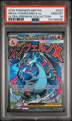 2025 POKEMON MEP EN-ME BLACK STAR PROMO #023 MEGA CHARIZARD X EX PSA 10 - Image 1
