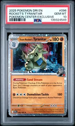 PSA 10 Team Rocket's Tyranitar Pokemon Center Stamped Promo Pokemon Card - Image 1