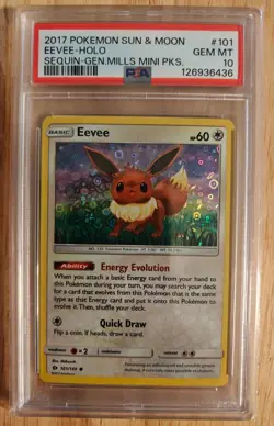 2017 Pokemon Sun & Moon - Eevee #101 - General Mills Promo - PSA 10 Low Pop (6) - Image 1