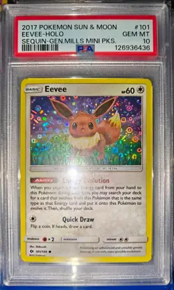 2017 Pokemon Sun & Moon - Eevee #101 - General Mills Promo - PSA 10 Low Pop (6) - Image 3