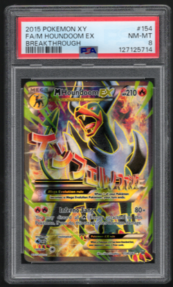 Pokemon M Houndoom EX 154/162 Full Art XY BREAKthrough PSA 8 NM-MT - Image 1