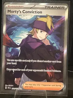 Pokemon Morty's Conviction 201/162 SV05 Ultra Rare Full Art Holo - Image 1