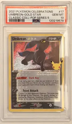 2021 Pokemon Celebrations Umbreon Gold Star #17 Holo - Mint Condition PSA 10! - Image 1