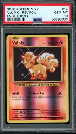 2016 Pokemon XY Evolutions Reverse Foil Rev Holo Vulpix #14 Rare eBay 1/1 PSA 10 - Image 1
