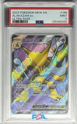 2023 Pokemon Scarlet & Violet 151 Alakazam Ex 188/165 Ultra Rare Full Art PSA 9 - Image 1