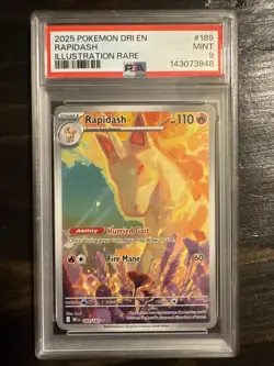 Pokemon TCG Rapidash 189/182 Illustration Rare Destined Rivals PSA 9 - Image 1