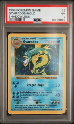 1999 Pokemon English | Gyarados HOLO #6 | SHADOWLESS | PSA 7 - Image 1