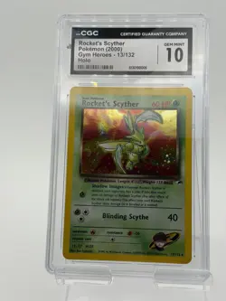 Pokemon Gym Heroes Holo-Rocket's Scyther Card 13/132 CGC 10 Gem Mint - Image 1