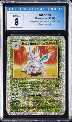 2002 POKEMON LEGENDARY COLLECTION REVERSE HOLO #56 NIDORINO CGC 8 - Image 1