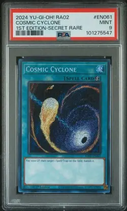 2024 YuGiOh! RA02 Cosmic Cyclone 1st Ed. SECRET RARE #EN061 PSA 9 MINT - Image 1