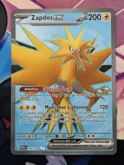 2023 Pokemon 151 Card ZAPDOS EX Full Art Foil Holo Ultra Rare 192/165 - Image 1