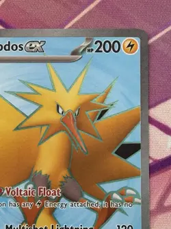 2023 Pokemon 151 Card ZAPDOS EX Full Art Foil Holo Ultra Rare 192/165 - Image 3