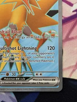 2023 Pokemon 151 Card ZAPDOS EX Full Art Foil Holo Ultra Rare 192/165 - Image 4
