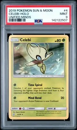 2019 POKEMON SUN & MOON UNIFIED MINDS #4 CELEBI-HOLO PSA 9 - Image 1