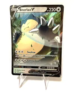 Pokemon TCG Snorlax v Sword & Shield Base Set Holo Ultra Rare Card 141/202 - Image 1