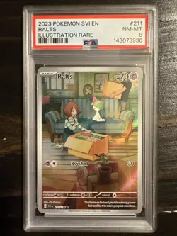 Pokemon TCG Ralts 211/198 Illustration Rare Scarlet & Violet PSA 8 - Image 1